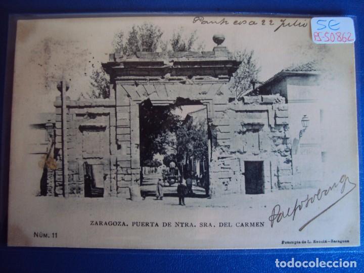Postales: (PS-50862)POSTAL DE ZARAGOZA-FOTOTIPIA L.ESCOLA.PUERTA DE NTRA.SRA.DEL CARMEN