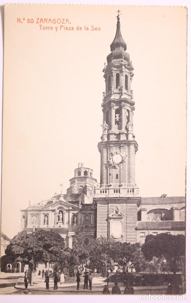 Postales: zaragoza torre y plaza la seo - Foto 1