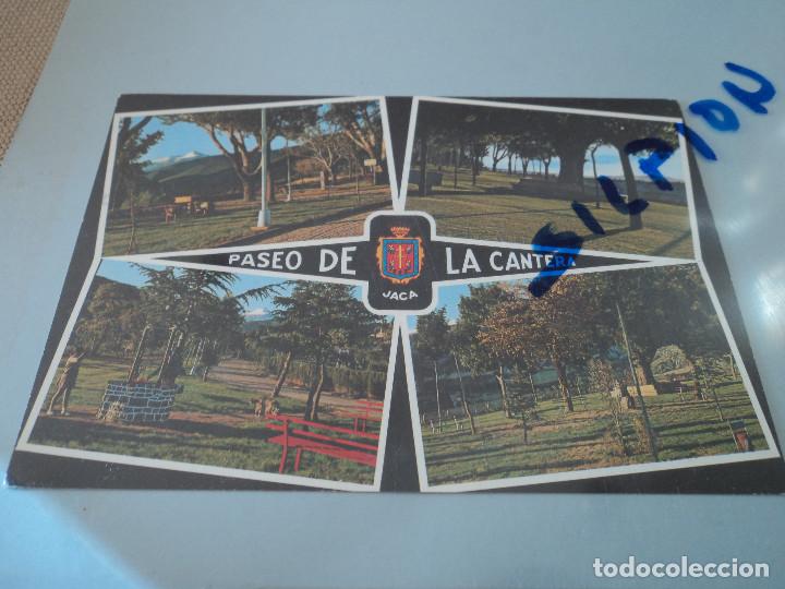 Postales: JACA - 35 PASEO DE LA CANTERA Y BANCO DE LA SALUD circulada - Foto 1