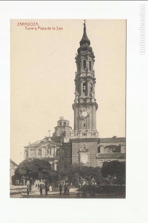 Postales: tarjeta postal torre y plaza de la seo de zaragoza nueva