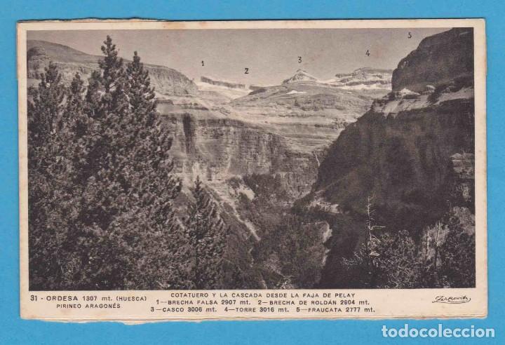 Postales: 31- ORDESA. COTATUERO Y LA CASCADA DESDE LA FAJA D EPELAY. ZERKOWITZ. MUMBR&Uacute;. NO CIRC.