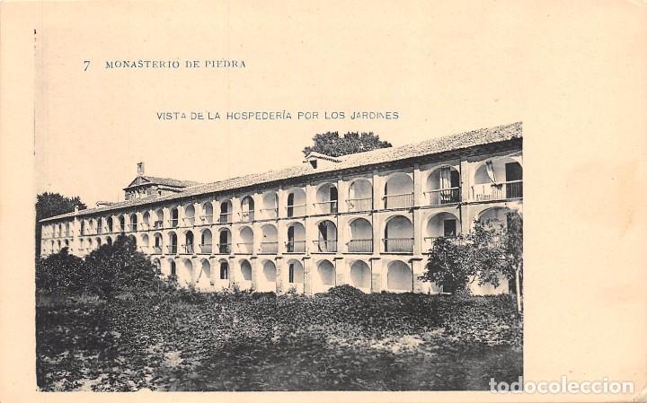 Postales: MONASTERIO DE PIEDRA.- VISTA DE LA HOSPEDERIA POR LOS JARDINES