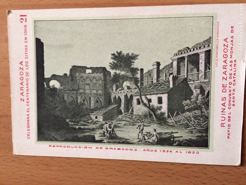 Postales: Antigua postal ruinas de zaragoza.celebrara centenario de los sitios en 1908.21
