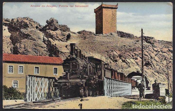 Postales: POSTALES - ARAG&Oacute;N. ALHAMA DE ARAG&Oacute;N. PUENTE DEL FERROCARRIL.