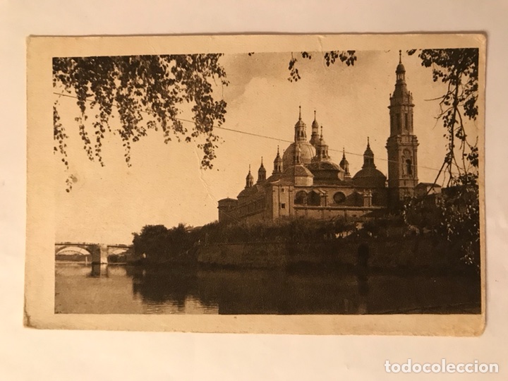 Postales: ZARAGOZA.Postal &ldquo;Basilica del Pilar y rio Ebro&rdquo; (h.1950?)