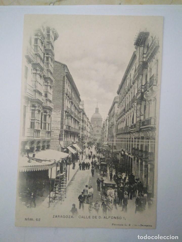 Postales: ZARAGOZA.  CALLE DE E.  ALFONSO 1.  SIN CIRCULAR. - Foto 1