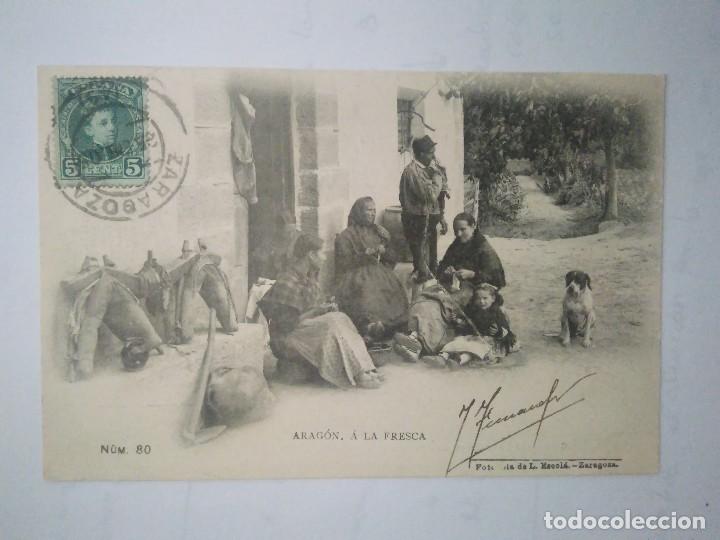 Postales: ARAG&Oacute;N.  A LA FRESCA.  CIRCULADA EN 1905 - Foto 1