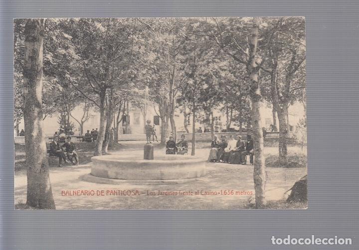 Postales: BALNEARIO DE PANTICOSA (HUESCA). LOS JARDINES FRENTE AL CASINO