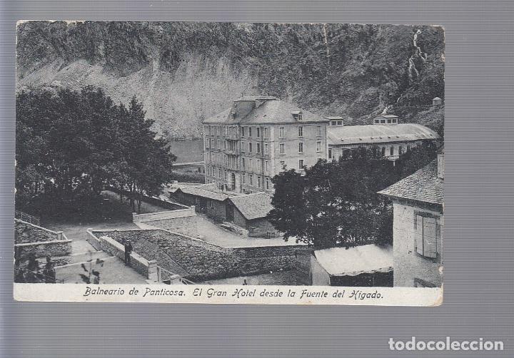Postales: BALNEARIO DE PANTICOSA (HUESCA). EL GRAN HOTEL DESDE LA FUENTE DEL HIGADO