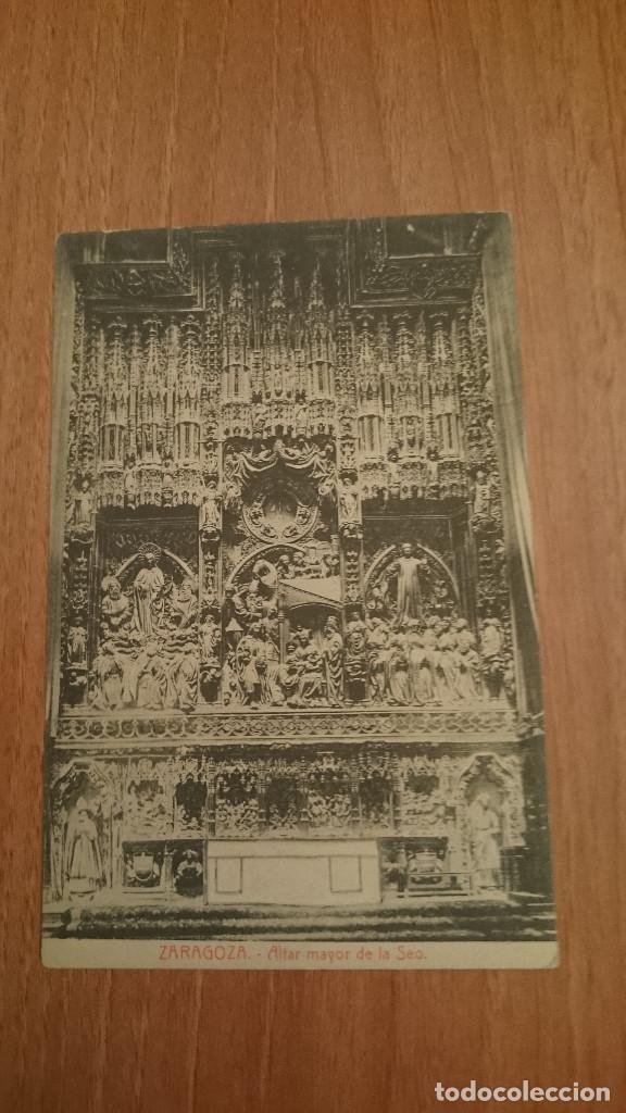 Postales: POSTAL ZARAGOZA ALTAR MAYOR DE LA SEO SIN CIRCULAR - Foto 1
