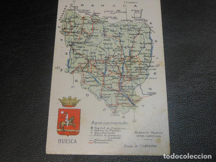 Postales: TARJETA POSTAL MAPA DE HUESCA - ALBERTO MARTIN - Foto 1
