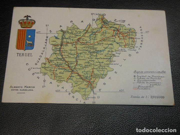 Postales: TARJETA POSTAL MAPA DE TERUEL - ALBERTO MARTIN - Foto 1