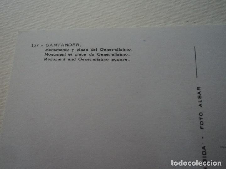 Postales: SANTANDER MONUMENTO Y PLAZA DEL GENERALISIMO ALSAR INTACTA - Foto 2