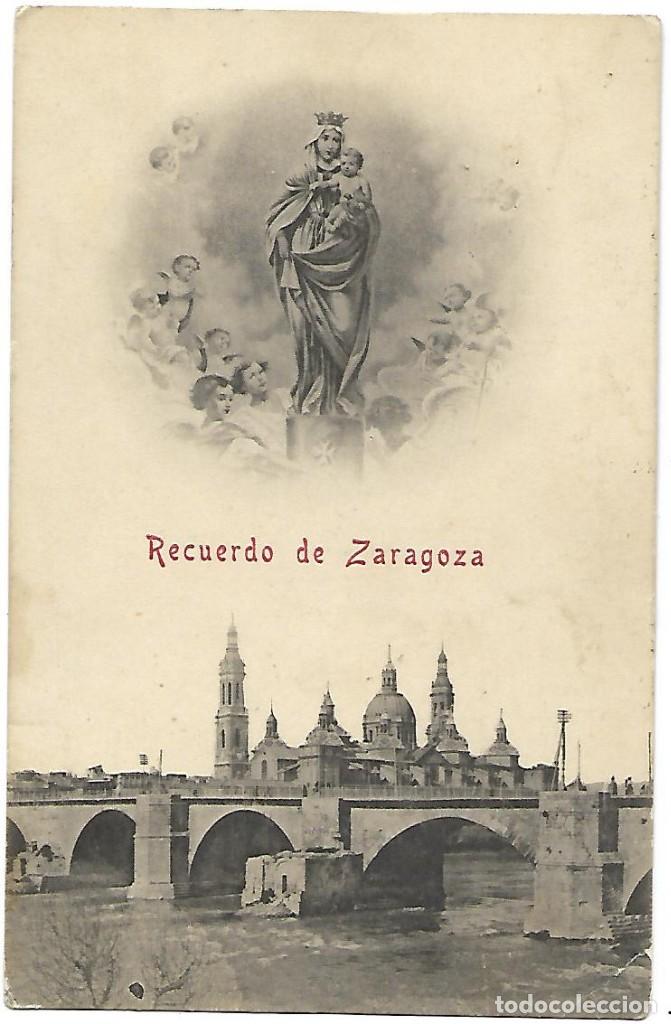 Postales: POSTAL RECUERDO DE ZARAGOZA, CIRCULADA 1911 - Foto 1