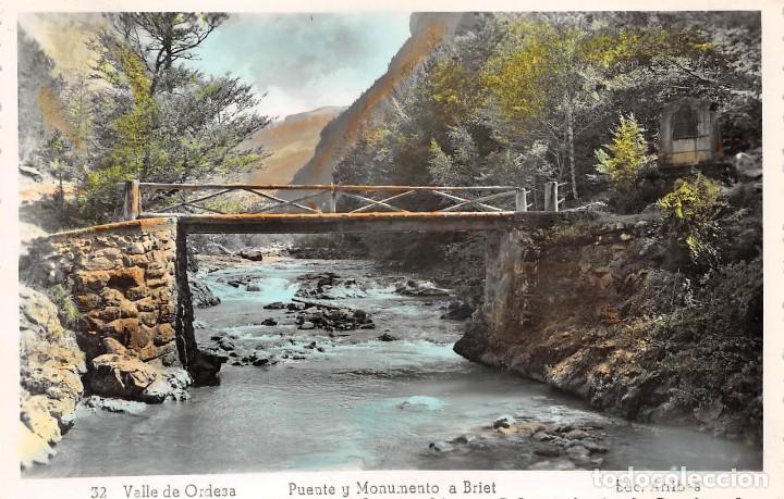 Postales: VALLE DE ORDESA.- PUENTE Y MONUMENTO A BRIET