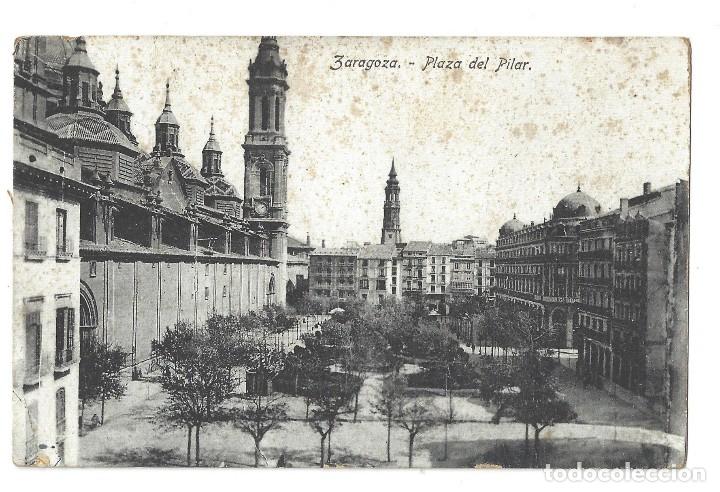 Postkarten: ZARAGOZA.- PLAZA DEL PILAR- CIRCULADA (1921)