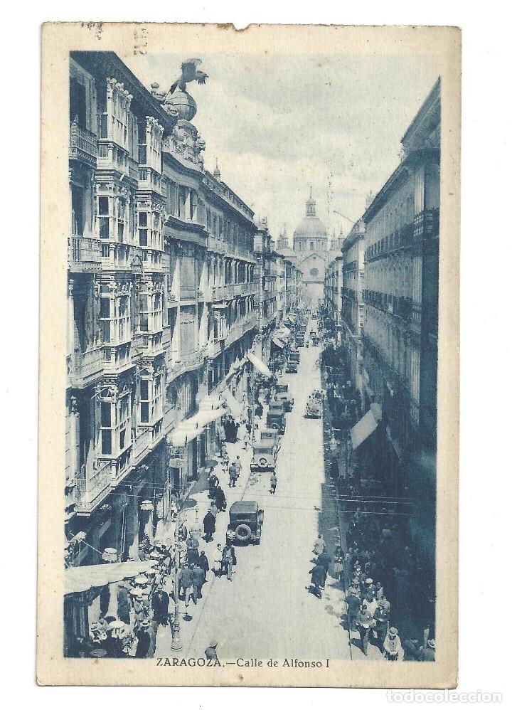 Postkarten: ZARAGOZA.- CALLE DE ALFONSO I. ANIMADA- CIRCULADA (1933)