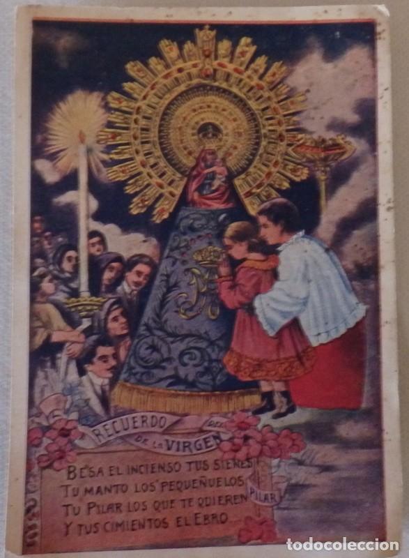 Postales: POSTAL RECUERDO DE LA VIRGEN DEL PILAR EDICIONES ARRIBAS , GUERRA CIVIL
