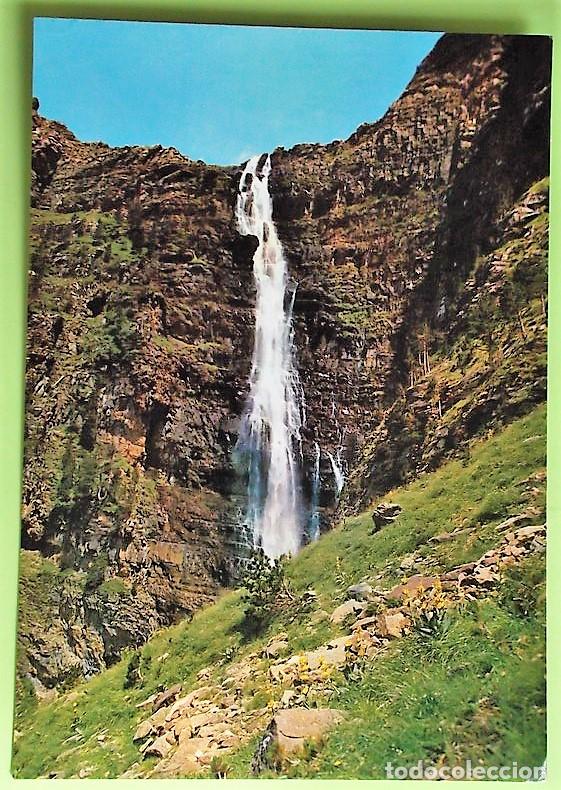 Postales: Parque Nacional de Ordesa. 1 Cascada de Cotatuero. Ed. Sicilia. Nueva. Color. Dorso: Dos charnelas