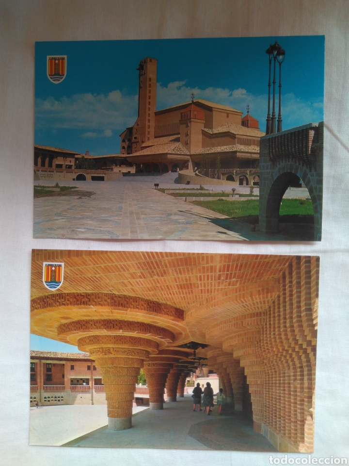 Postales: 2 POSTAL TORRECIUDAD HUESCA- SANTUARIO Y ATRIO - ED. SICILIA SIN USO. A&Ntilde;OS 60