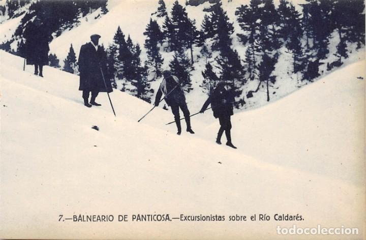 Postales: BALNEARIO DE PANTICOSA.- EXCURSIONISTAS SOBRE EL R&Iacute;O CALDAR&Eacute;S