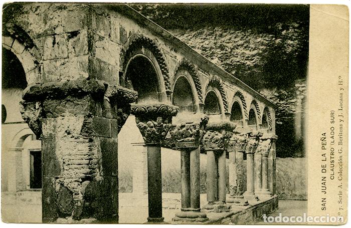 Postales: San Juan de la Pe&ntilde;a. Claustro (lado sur) N&ordm; 7 Serie A. Colecci&oacute;n G. Beritens y J. Lacasa y H&ordm;