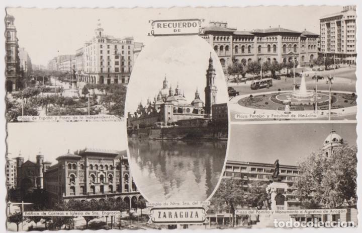 Postales: ZARAGOZA, RECUERDO - EDICIONES ARRIBAS - CIRCULADA 1961 - Foto 1