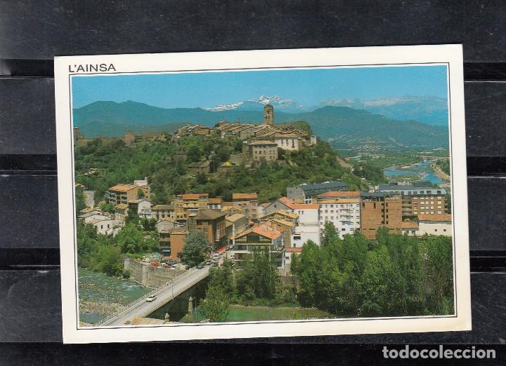 Postales: 1- L&acute;AINSA. VISTA GENERAL. AL FONDO, MACIZO DE MONTE P&Eacute;RDIDO