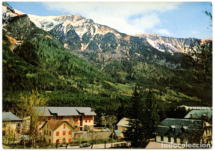 Postales: Alto Arag&oacute;n (Husca) Canfranc. Vista parcial, al fondo Larr&aacute;n. Foto Pe&ntilde;arroya n&ordm; 46. Sin circular