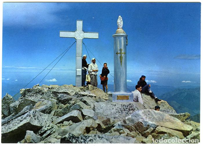 Postales: Pirineos Centrales. Pico del Aneto. Cruz y Virgen del Pilar. N&ordm; H 4101. KOLORHAM. Sin circular