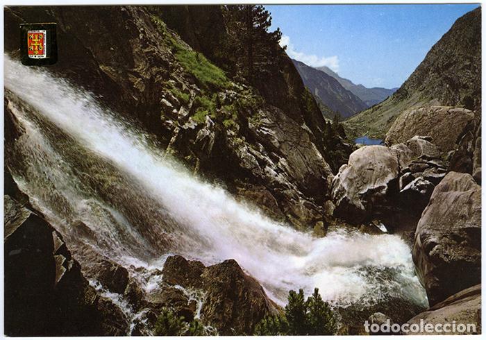 Postales: N&ordm; 7 Pirineo Aragon&eacute;s. Balneario de Panticosa (Valle de Tena) Cascada Cola de Caballo. Escudo de Oro
