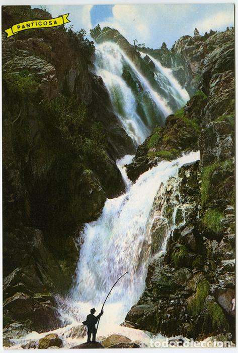 Postales: 640 - Balneario de Panticosa. Cascada de las Argualas. Foto Pe&ntilde;arroya. Sin circular
