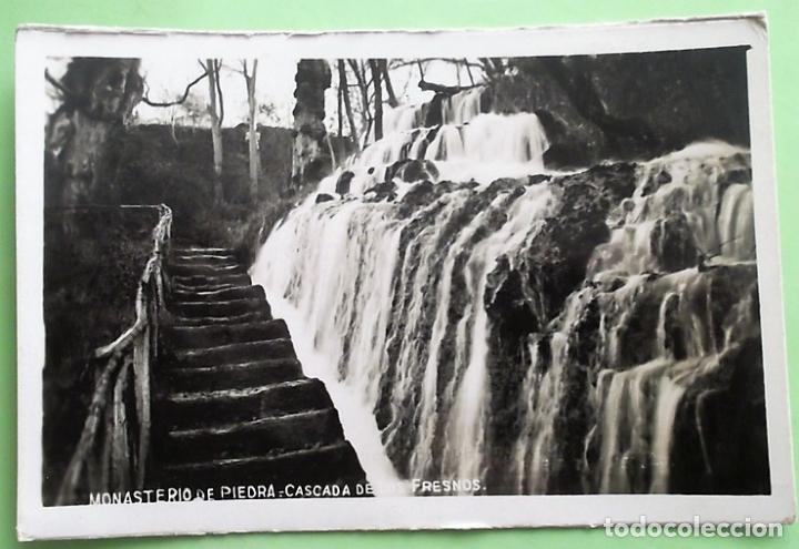Postales: Monasterio de Piedra. Cascada de los Fresnos. Nueva. Blanco/Negro