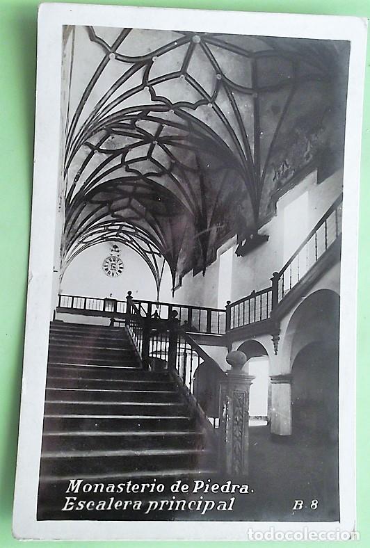 Postales: Monasterio de Piedra. B.8 escalera principal. Nueva. Blanco/Negro