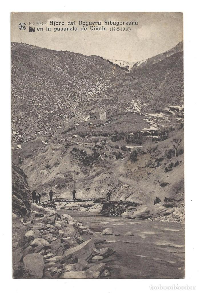 Postkarten: CATALANA DE GAS Y ELECTRICIDAD.- N&ordm; 203, AFORO NOGUERA RIBAGORZANA. PASARELA VI&Ntilde;ALS. HUESCA- 1915