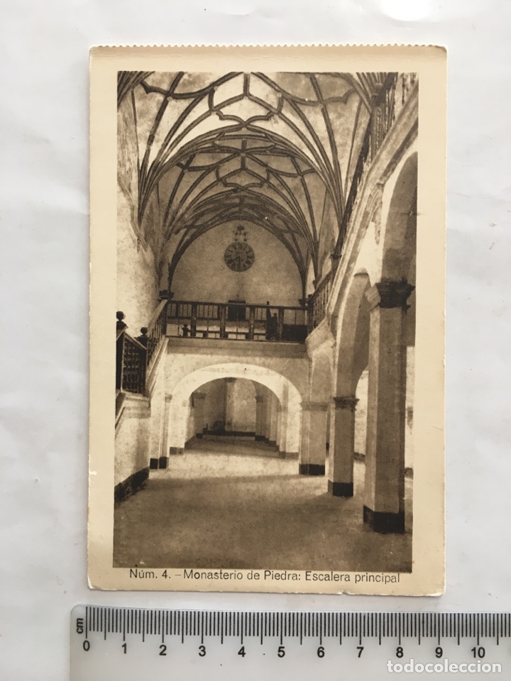 Postales: POSTAL. MONASTERIO DE PIEDRA. ESCALERA PRINCIPAL. EDIC. SOBRINO DE G. MA&Ntilde;AS. H. 1950?.