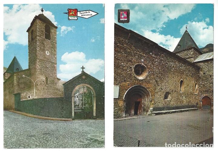 Postales: LOTE DE 2 POSTALES- PIRINEO ARAGON&Eacute;S. BENASQUE.- IGLESIA PARROQUIAL. HUESCA- SIN CIRCULAR