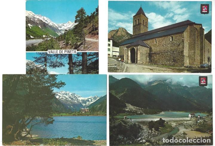 Postales: LOTE DE 4 POSTALES. PIRINEO ARAGON&Eacute;S. BIELSA.- VALLE DE PINETA. IGLESIA. HUESCA- A&Ntilde;OS 70