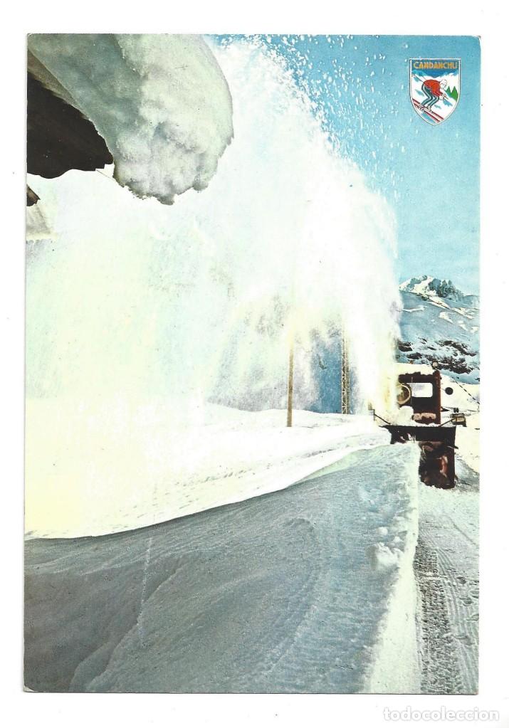 Postales: ALTO ARAG&Oacute;N. CANDANCHU.- N&ordm; 81, QUITANIEVES LIMPIANDO LAS CARRETERAS. HUESCA- 1977