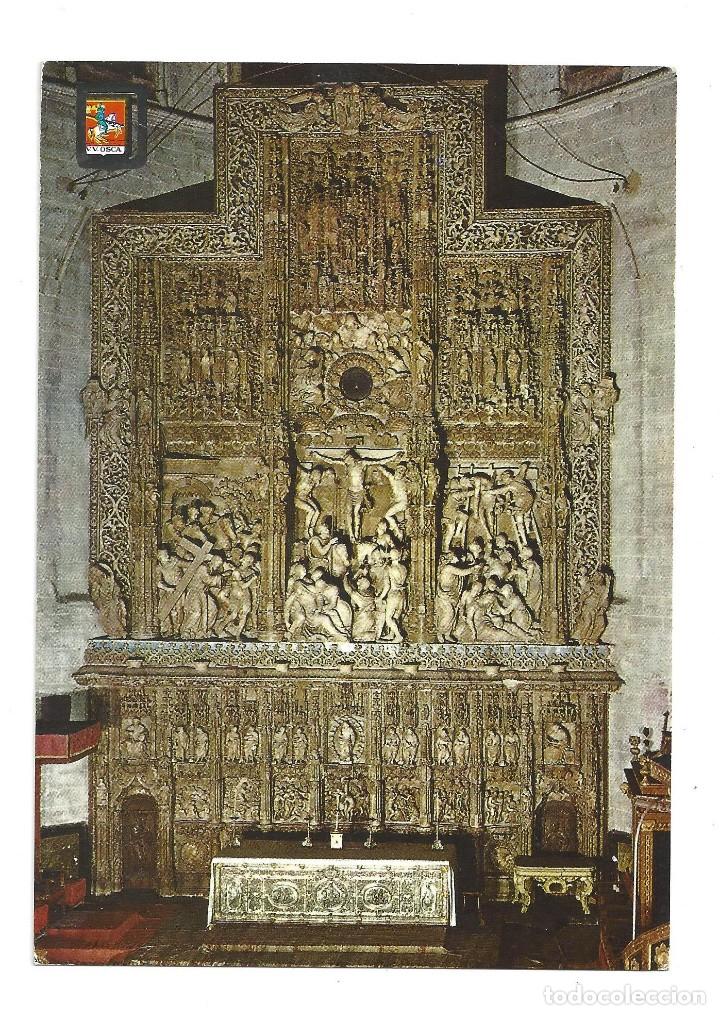 Postales: HUESCA.- N&ordm; 1951, CATEDRAL. RETABLO DEL ALTAR MAYOR. ESCUDO DE ORO. HUESCA- SIN CIRCULAR