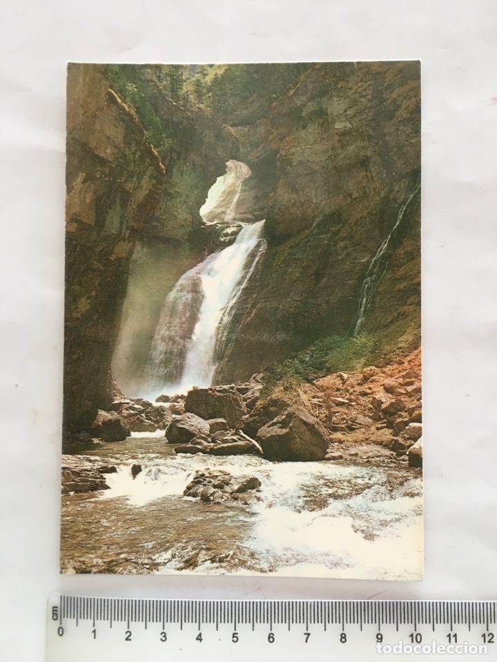 Postales: POSTAL. PARQUE NACIONAL DE ORDESA. CASCADAS DE LA CUEVA. PAPELERA OSCENSE. H. 1970?.