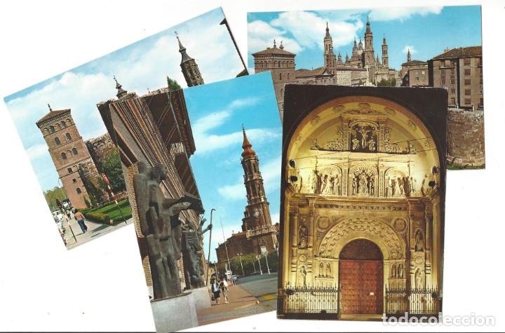 Postales: LOTE DE 4 POSTALES- ZARAGOZA.- MURALLAS ROMANAS. IGLESIA DE SANTA ENGRACIA, ED. ARRIBAS- 1972