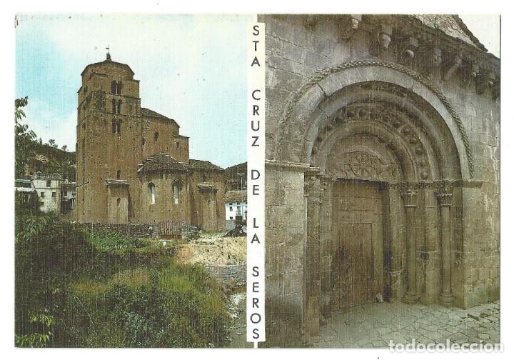 Postales: SANTA CRUZ DE LA SEROS.- N&ordm; 3, IGLESIA ROM&Aacute;NICA Y PORTADA PRINCIPAL. HUESCA- SIN CIRCULAR