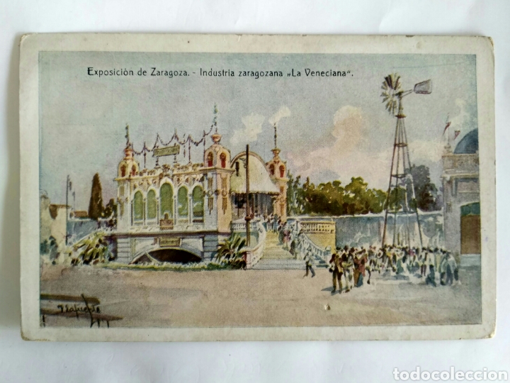 Postcards: Postal antigua, Exposici&oacute;n de Zaragoza, Industria zaragozana La Veneciana.
