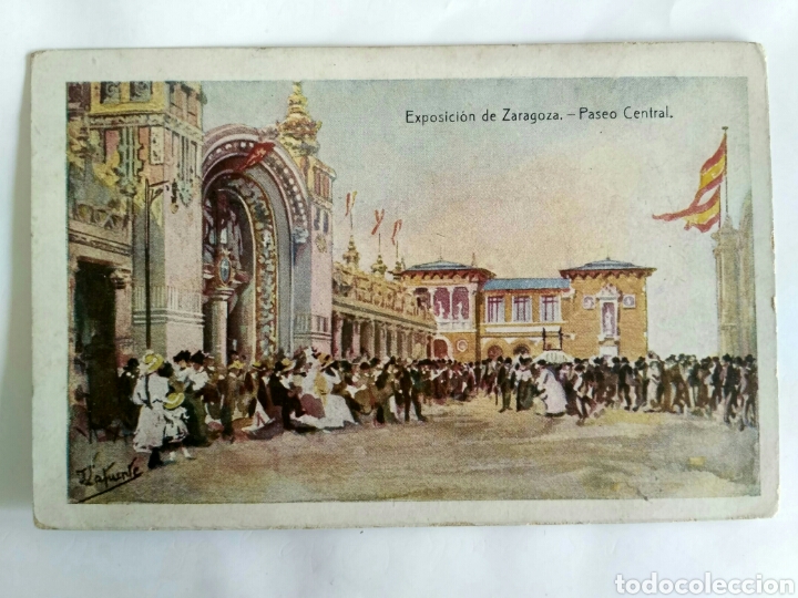 Postcards: Postal antigua, Exposici&oacute;n de Zaragoza, Paseo Central.