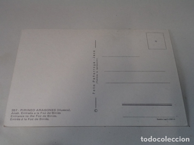 Postales: HUESCA - POSTAL ANS&Oacute; - ENTRADA A LA FOZ DE BINI&Eacute;S - Foto 2