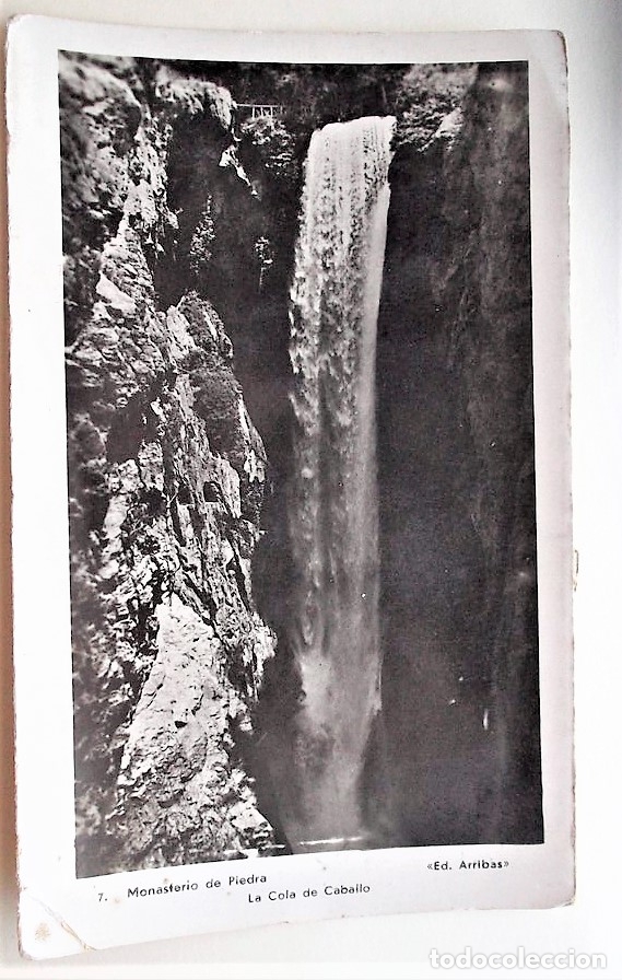 Postales: Monasterio de Piedra. 7 La Cola de Caballo. Ed. Arribas. Nueva. Blanco/Negro