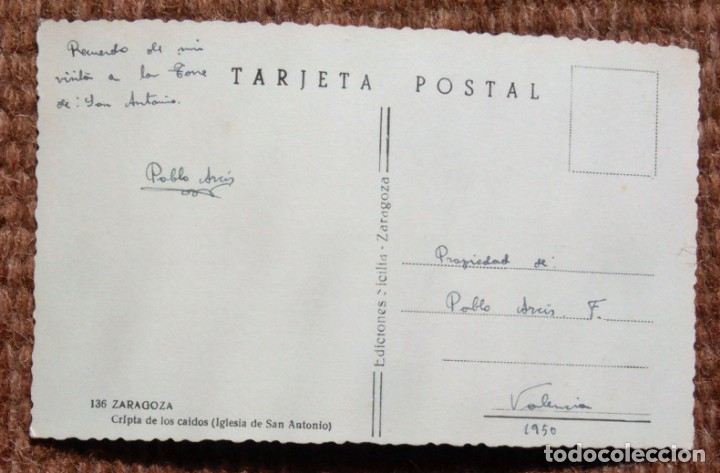 Postales: ZARAGOZA - CRIPTA DE LOS CAIDOS - IGLESIA DE SAN ANTONIO - Foto 2