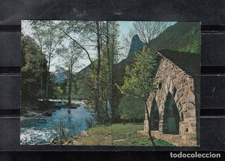 Postales: 2.- ORDESA. REFUGIO A ORILLAS DEL ARAZAS, AL FONDO TOZALDEL MALLO