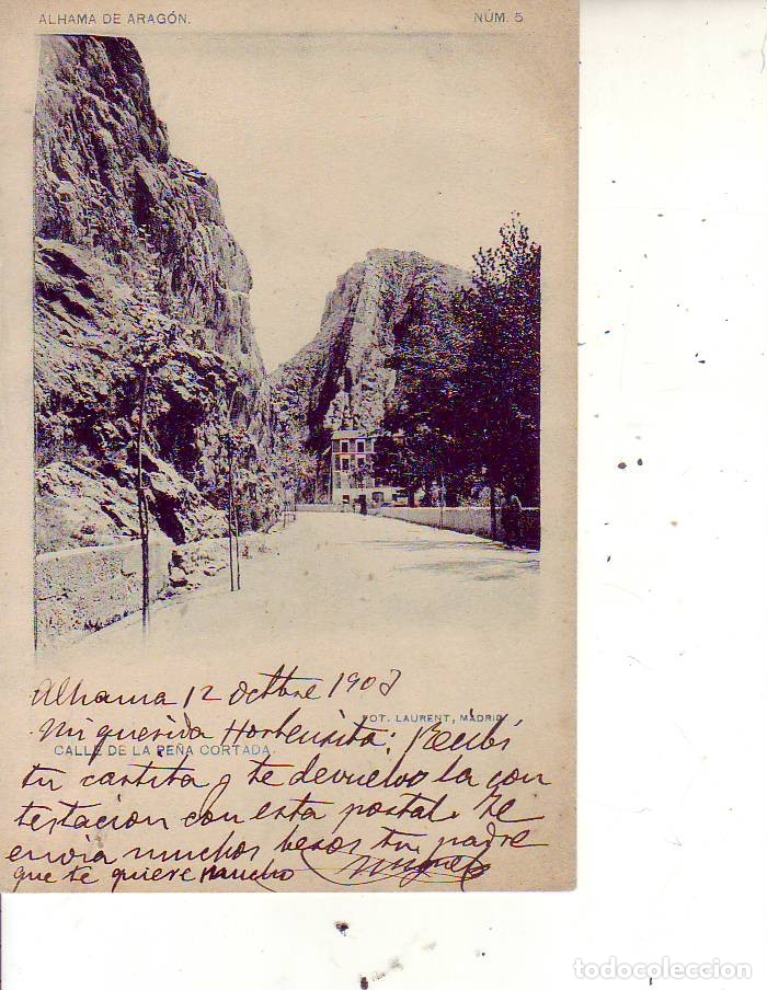 Postkarten: ALHAMA DE ARAGON-CALLE DE LA PE&Ntilde;A CORTADA